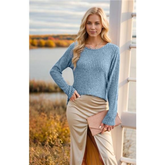 Women's Sweaters – Long Sleeve Tunic Tops, Perfect for Wearing with Leggings - Picture 6 of 7
